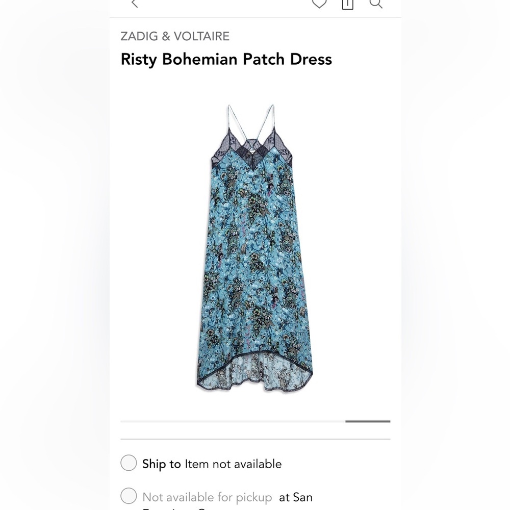 Zadig & Voltaire Small Ristyl gothic print Georgette Slip DressNavy - Pristine - Picture 6 of 7